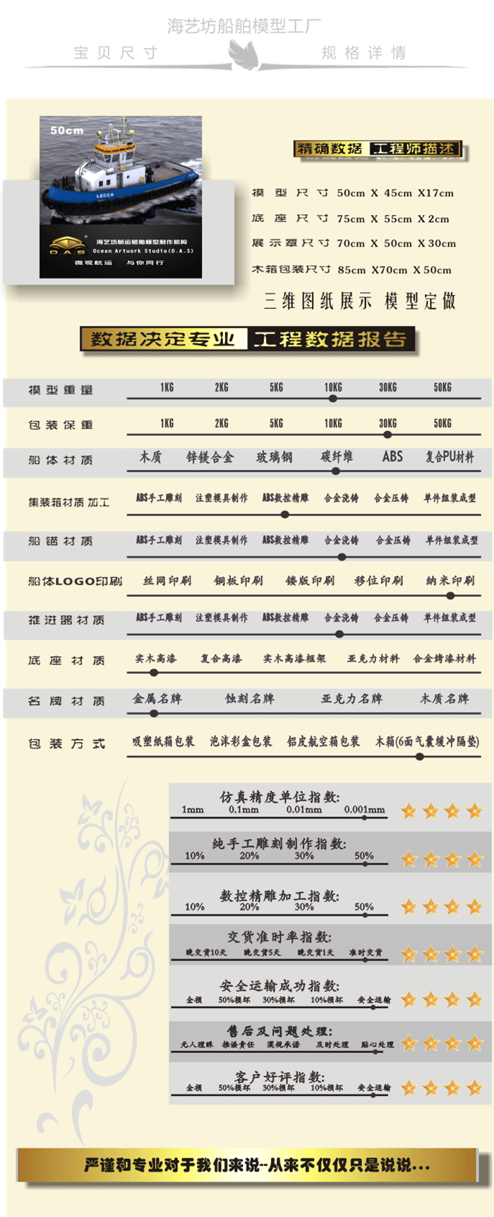 50cm拖轮模型定制L