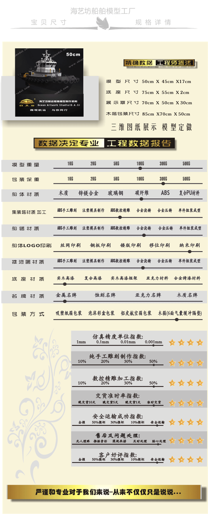 50cm拖轮模型定制C