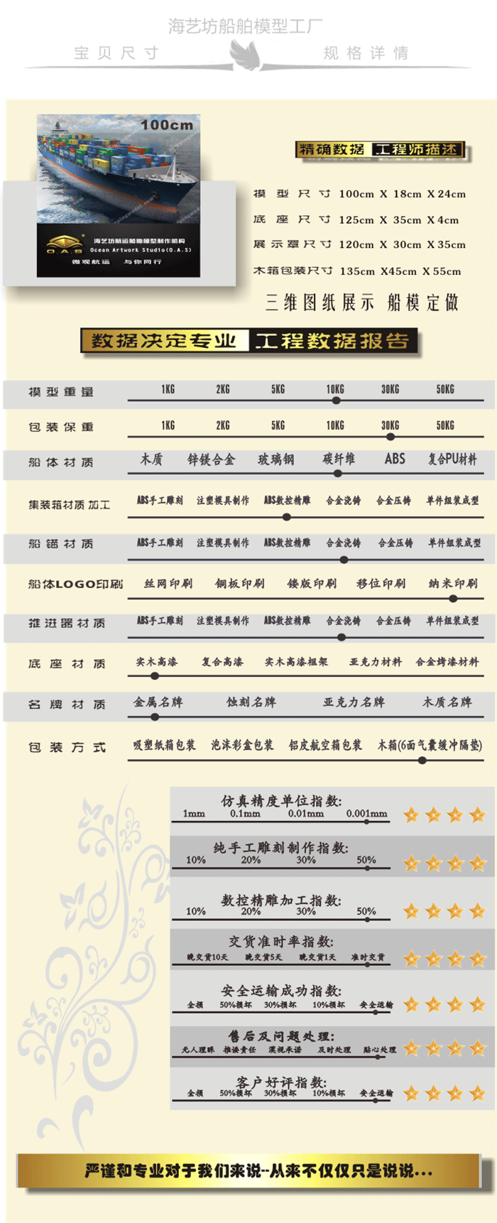 100CM达飞轮CMA集装箱船定做模型