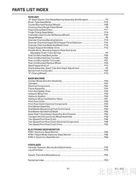肯兹Kinze -3200系列 3400系列 3600系列 3700系列 3800系列  播种机零件目录