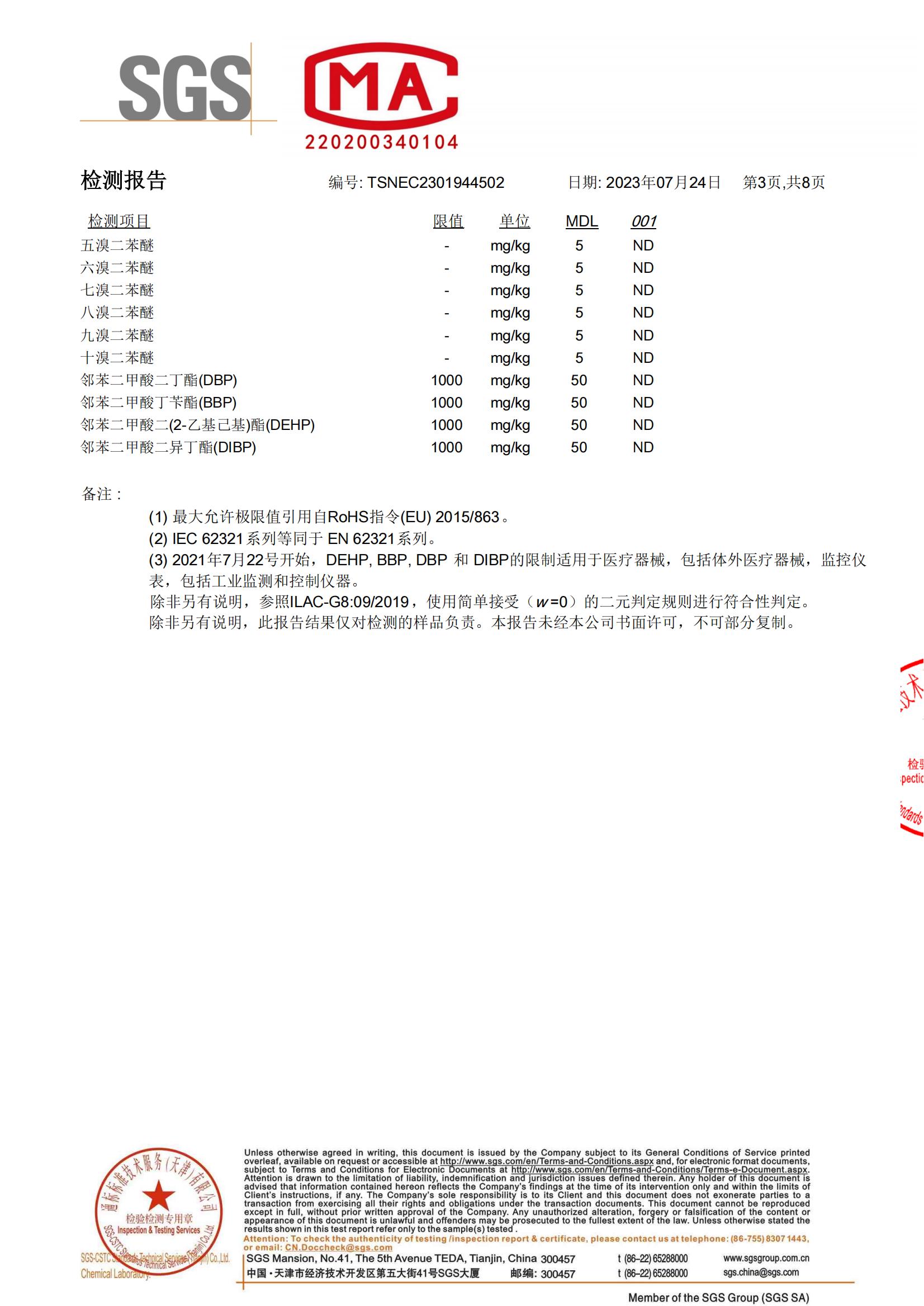 SGS（RoHS）检测报告
