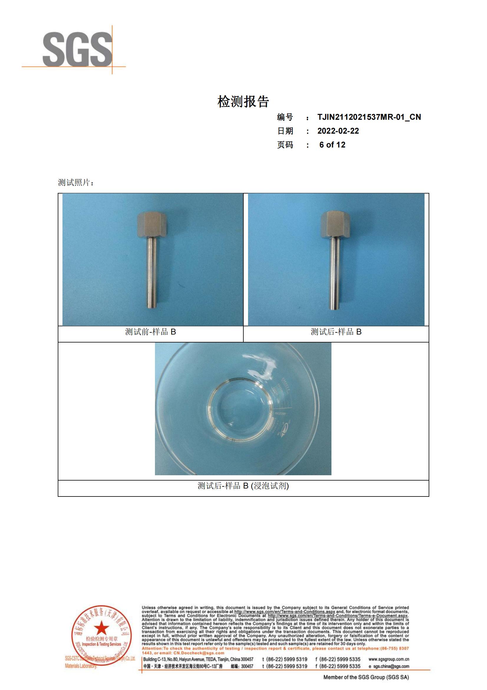 SGS（铜钢铁耐腐蚀性）检测报告
