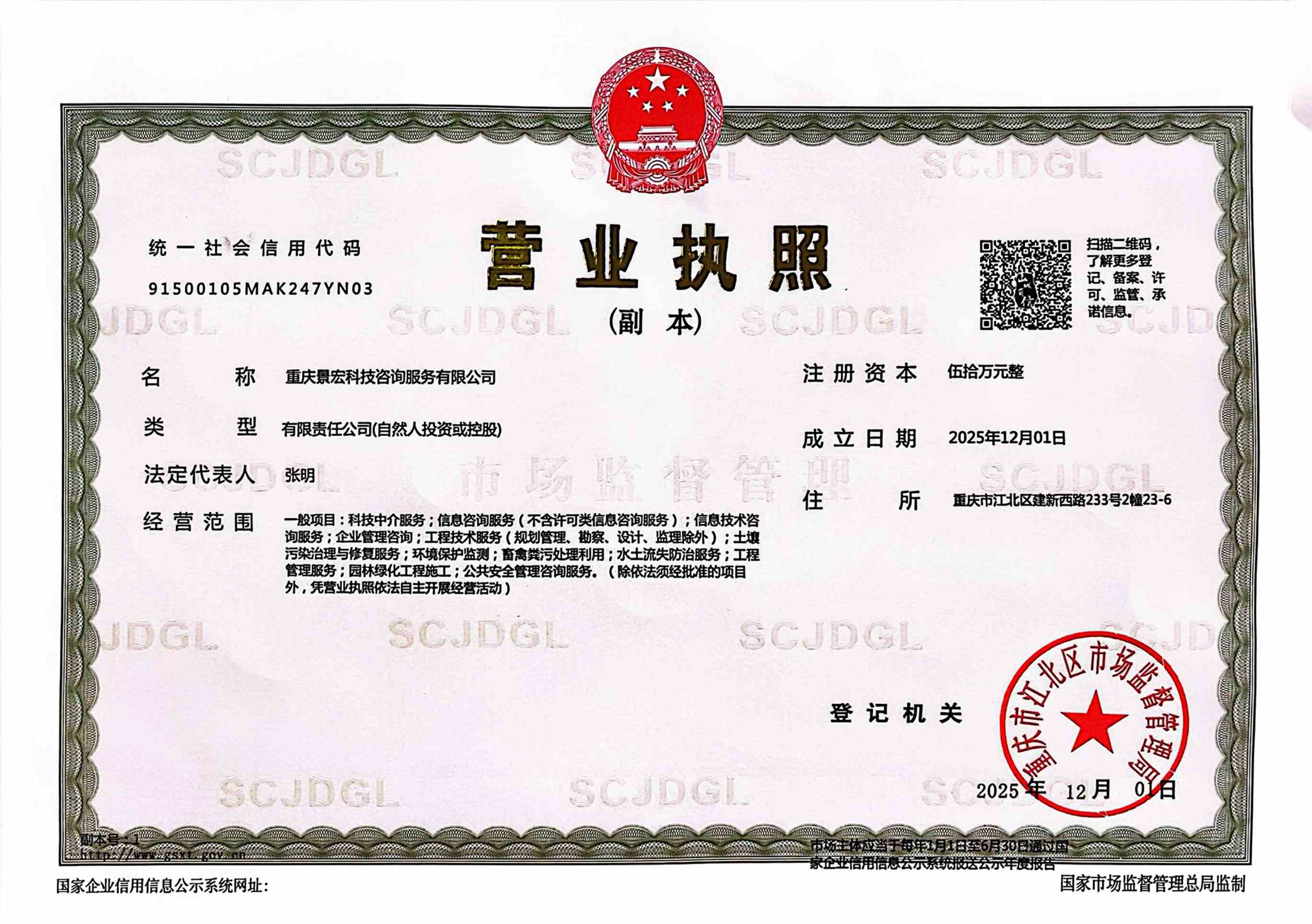 咨询公司营业执照