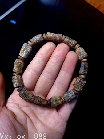白奇楠香糖结竹结沉香手串