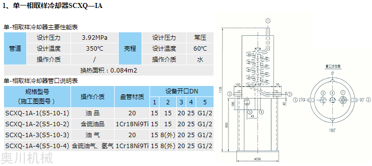 单相取样冷却器结构图 单相取样冷却器结构图