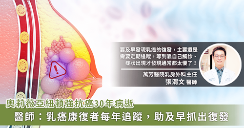 斗乳癌30年病逝！如何及早發(fā)現(xiàn)乳癌復(fù)發(fā)？