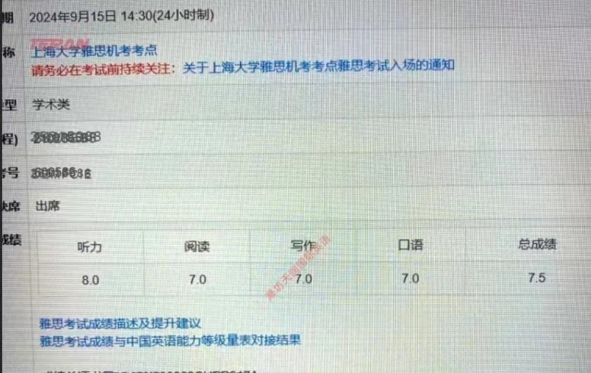 [潍坊雅思培训]恭喜上海大学的瑞琳同学拿到7.5的雅思高分
